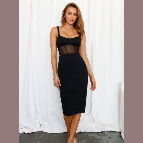 white christmas dresses Elegant Janelle Midi Dress in Black - Perfect for Any Occasion